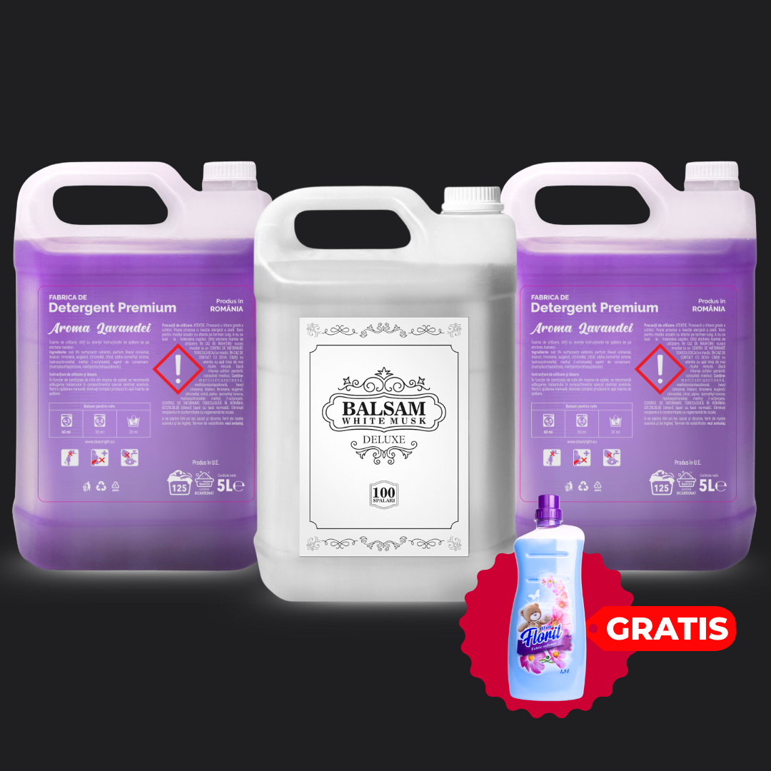 Pachetul cu 2x Detergent Aroma Lavandei + 1x Balsam White Musk Deluxe