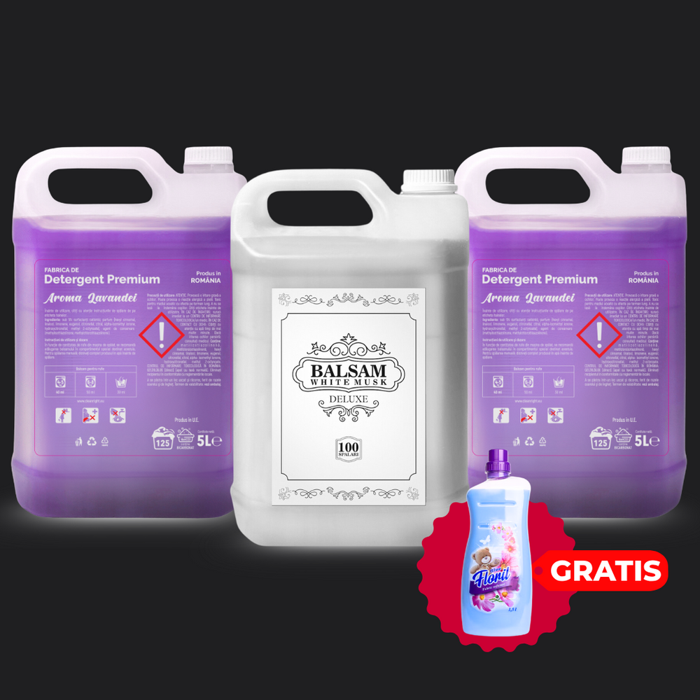 Pachetul cu 2x Detergent Aroma Lavandei + 1x Balsam White Musk Deluxe